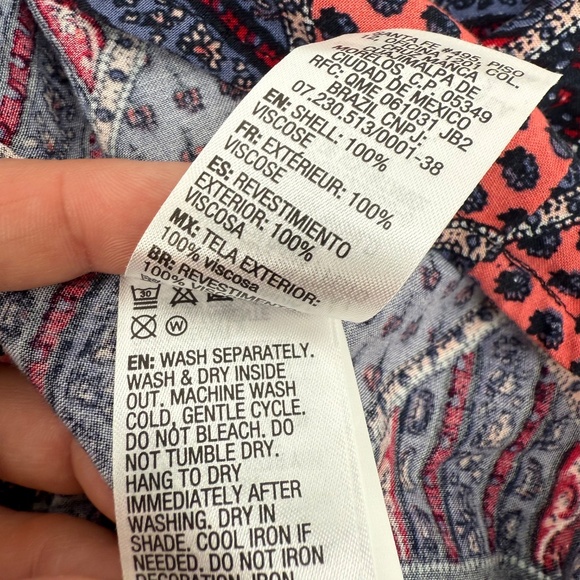 Roxy Dress Women XL Blue Pink Sleeveless Open Back Boho Peasant Hippie Cottage - Picture 7 of 11